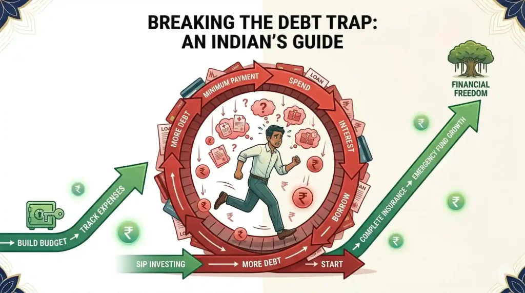 debt cycle trap illustration India credit card loans