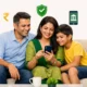 Family using UPI and mobile banking in India