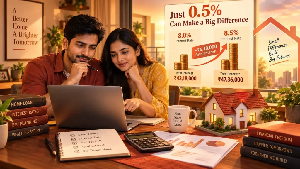 Home loan EMI calculator India showing the cost of different interest rates